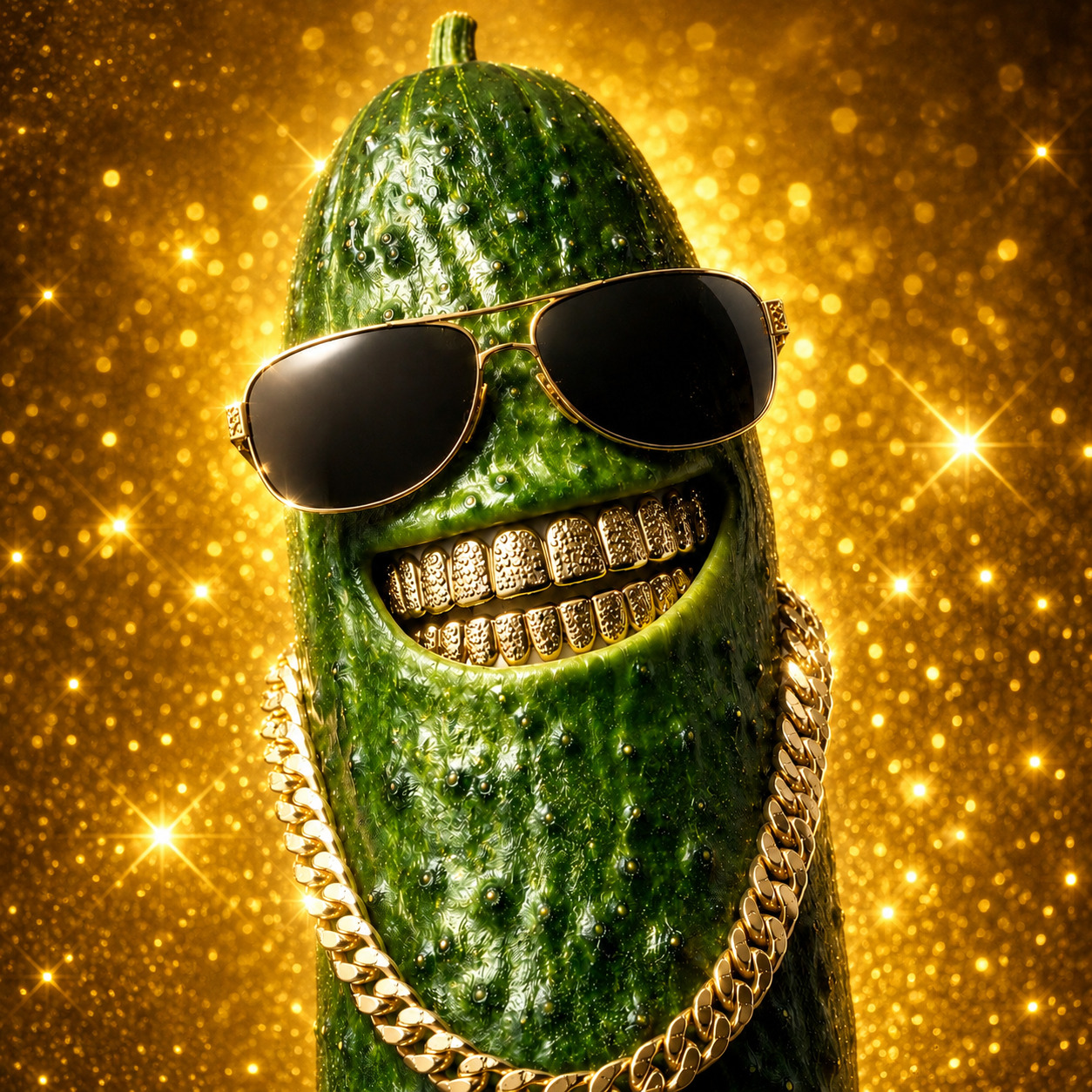 $Pickle flexing with a confident expression