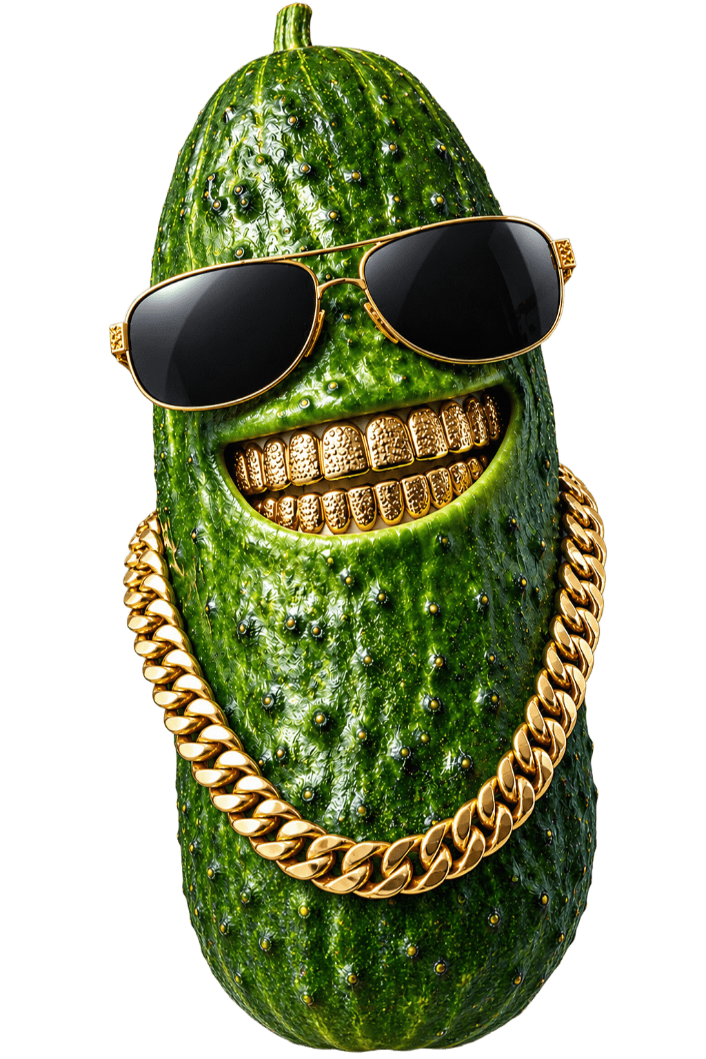 $Pickle wearing dark sunglasses, gold grills and a gold chain